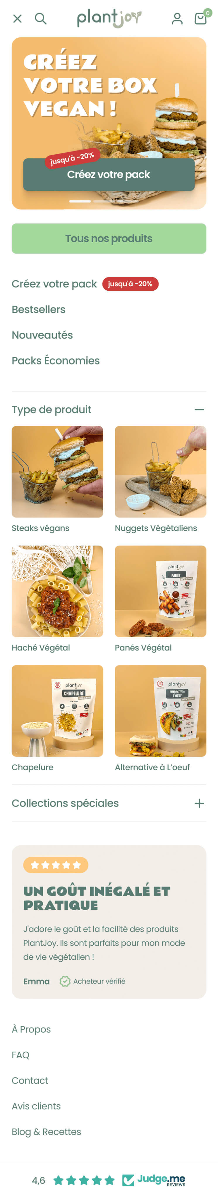 Menu example - Plantjoy